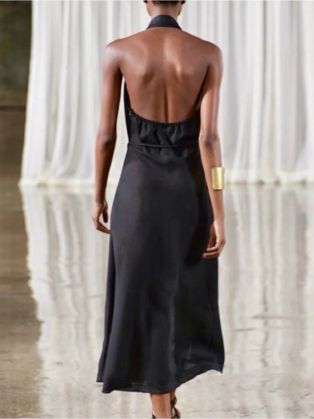 ZARA Collection Halter Linen MIdi Dress NWOT - XS
